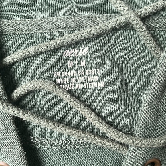 Aerie Distressed Lace-Up Oversized Cotton Hoodie - Picture 2 of 3